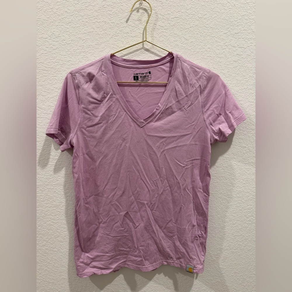 Carhartt purple lilac relaxed fit 100% cotton short sleeve v neck t-shirt top